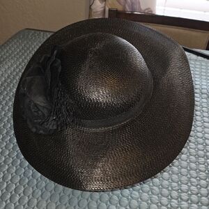 Elegant Black Women's Hat with Floral Accent